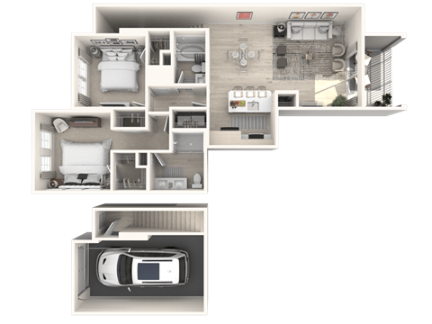Floor plan for 2 beds, 2 baths, 1150 sqft